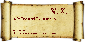 Márcsák Kevin névjegykártya